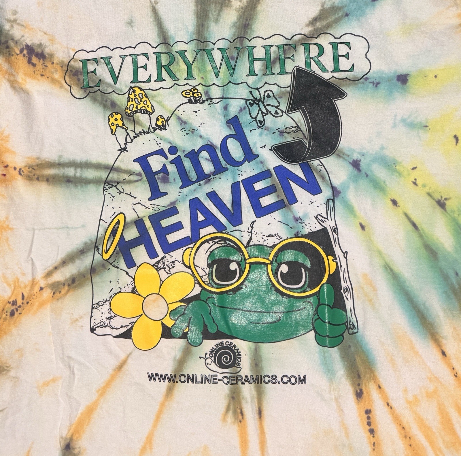 Online Ceramics Tie Dye Find Heaven Everywhere Frog T Shirt XXL OOP Authentic