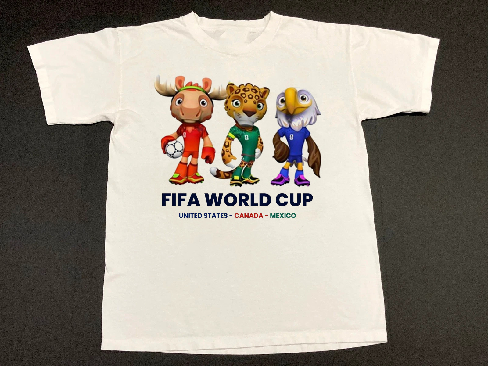 Mascots World Cup 2026 Men and Women Cotton White Men Shirt TD1610