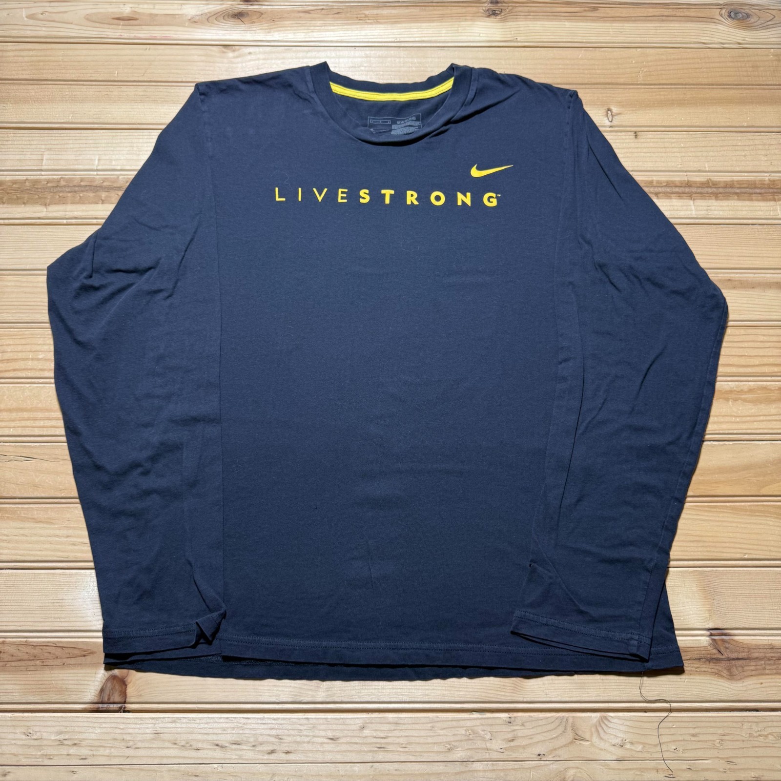 Vintage Y2K Nike Livestrong Mini Swoosh Sports Athletics Long Sleeve Shirt Large