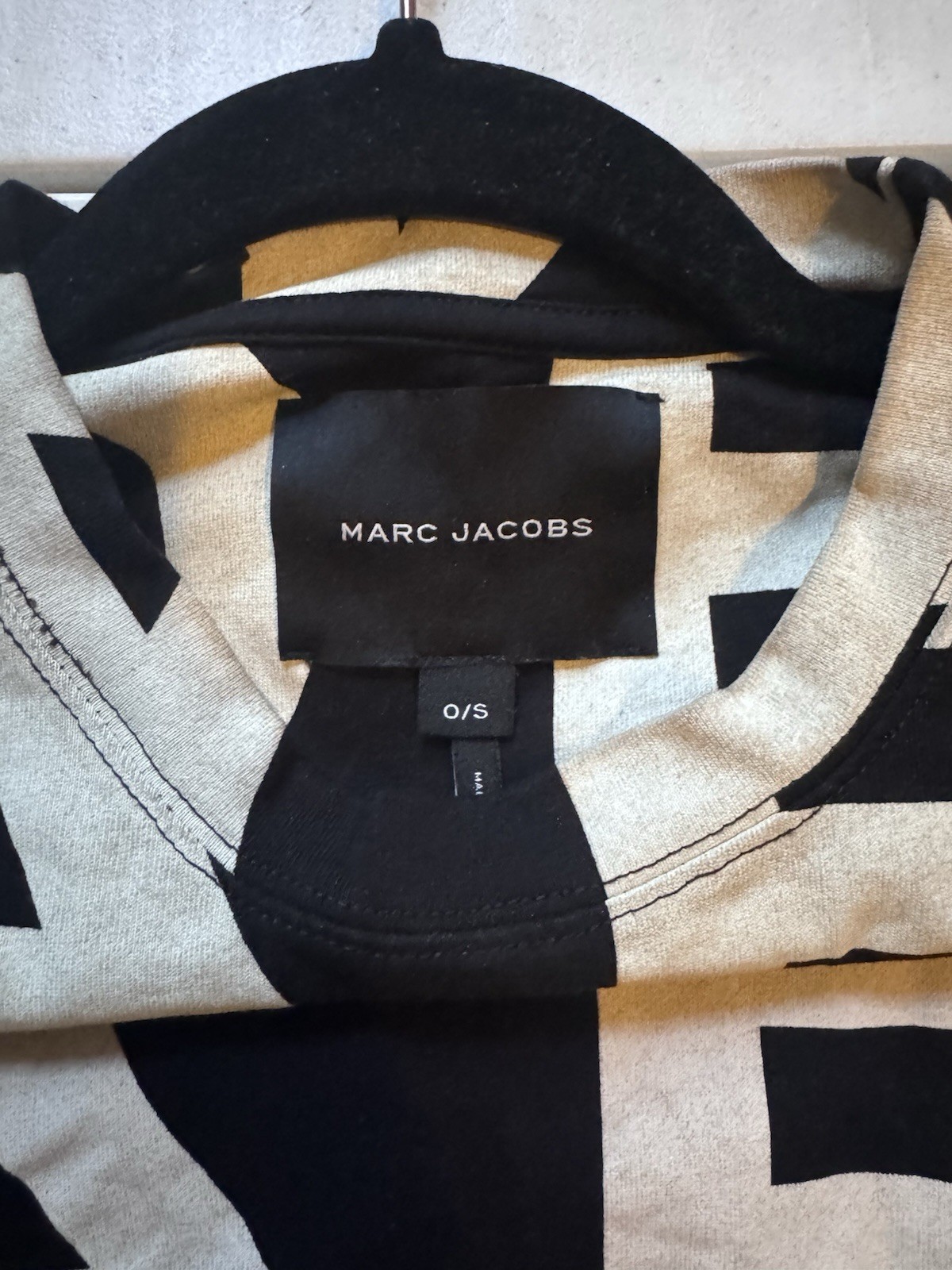Marc Jacobs The Big T-Shirt Monogram Oversized Print Black Off-White O/S