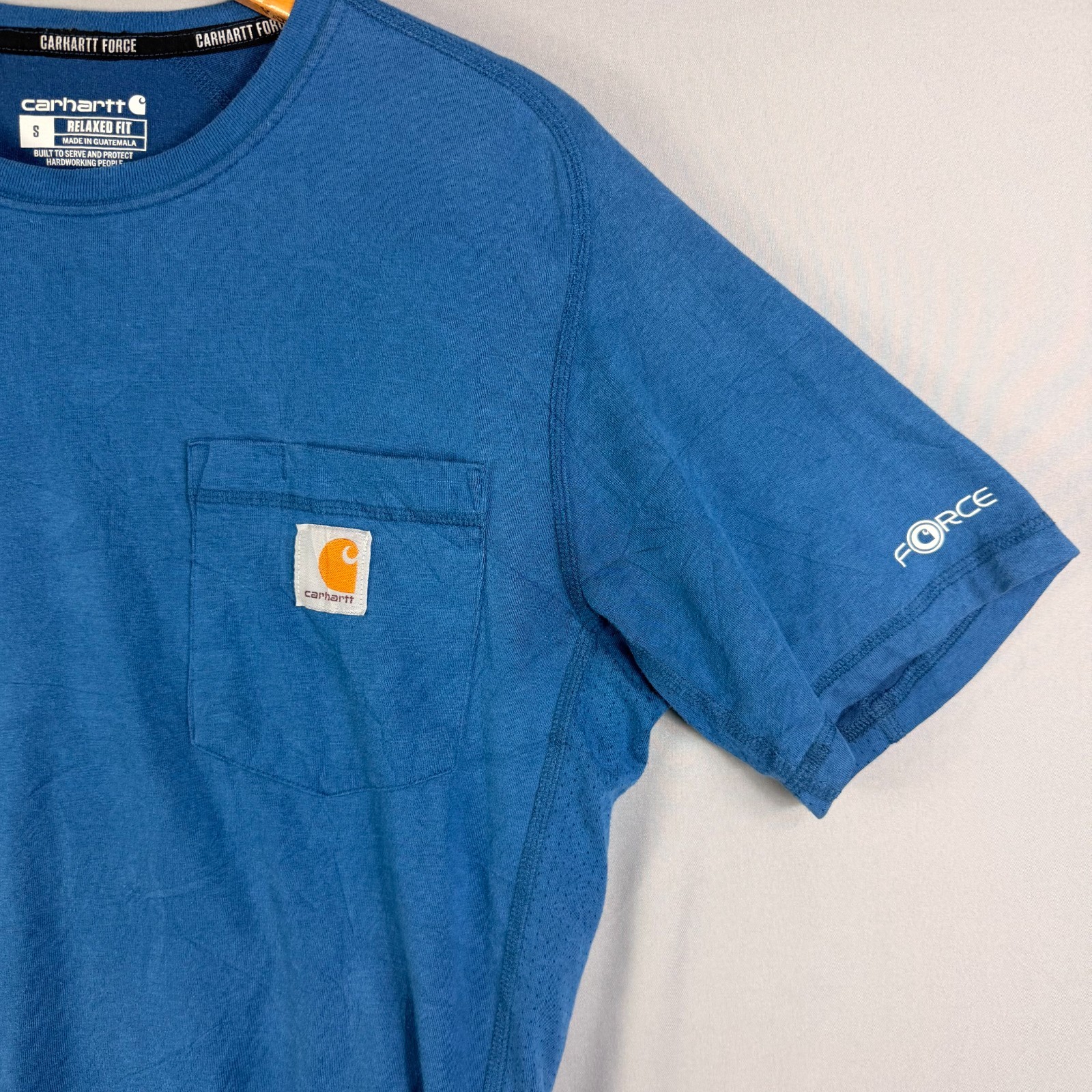 Carhartt Force T-Shirt Men’s S Relaxed Fit Blue Short Sleeve Pocket Tee