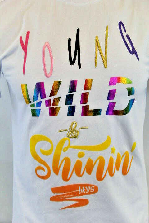BKYS S/S YOUNG WILD SHININ GRAPHIC T-SHIRT WHITE/MULTICOLOR T116DTWHT