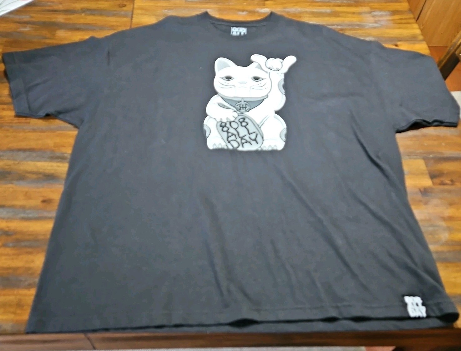 Mens 808 All Day Lucky Cat Shirt Hawaii Size 3X Black