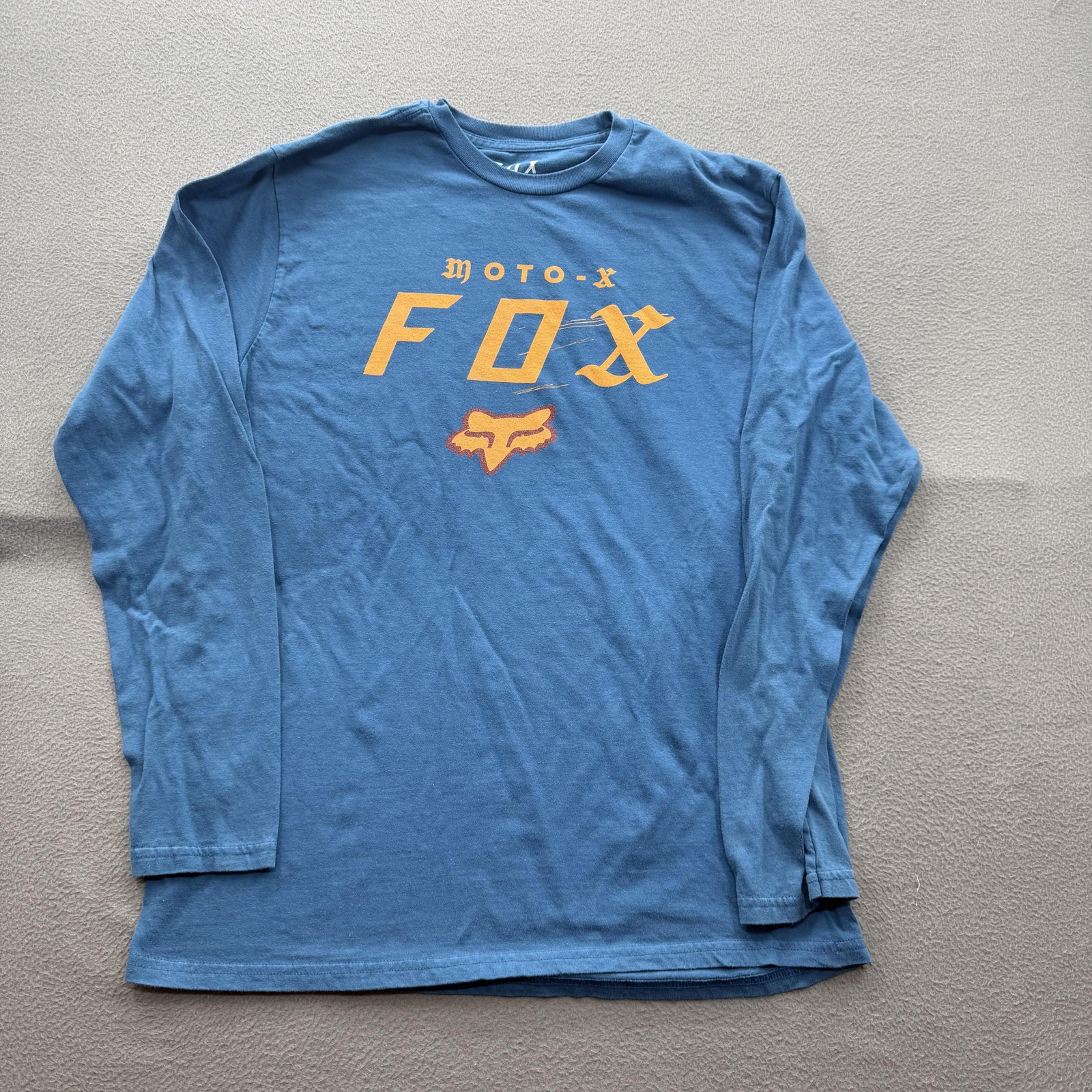 Fox Shirt Mens Large Blue Moto-X Logo Graphic Long Sleeve Tee Tagless Racing