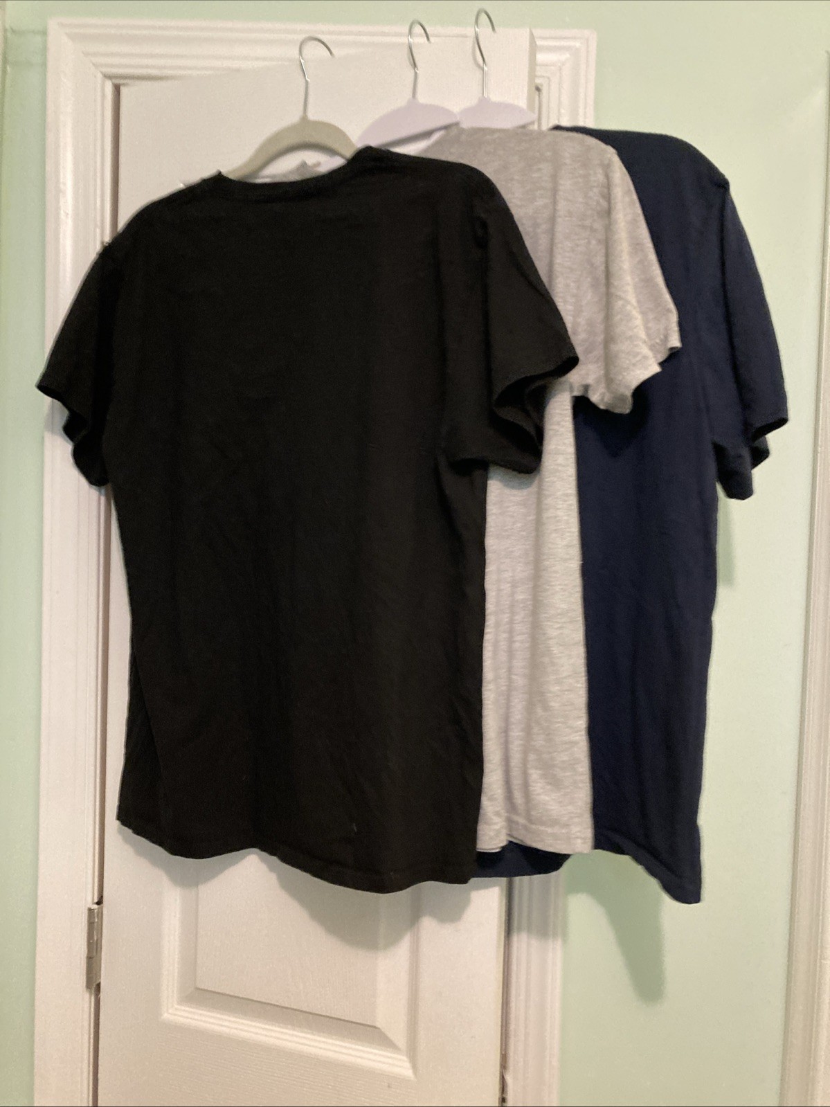Lot Of 3 Logo Nike Hanes Adidas Mens T Shirt Short Sleeves Black Blue Gray Sz M