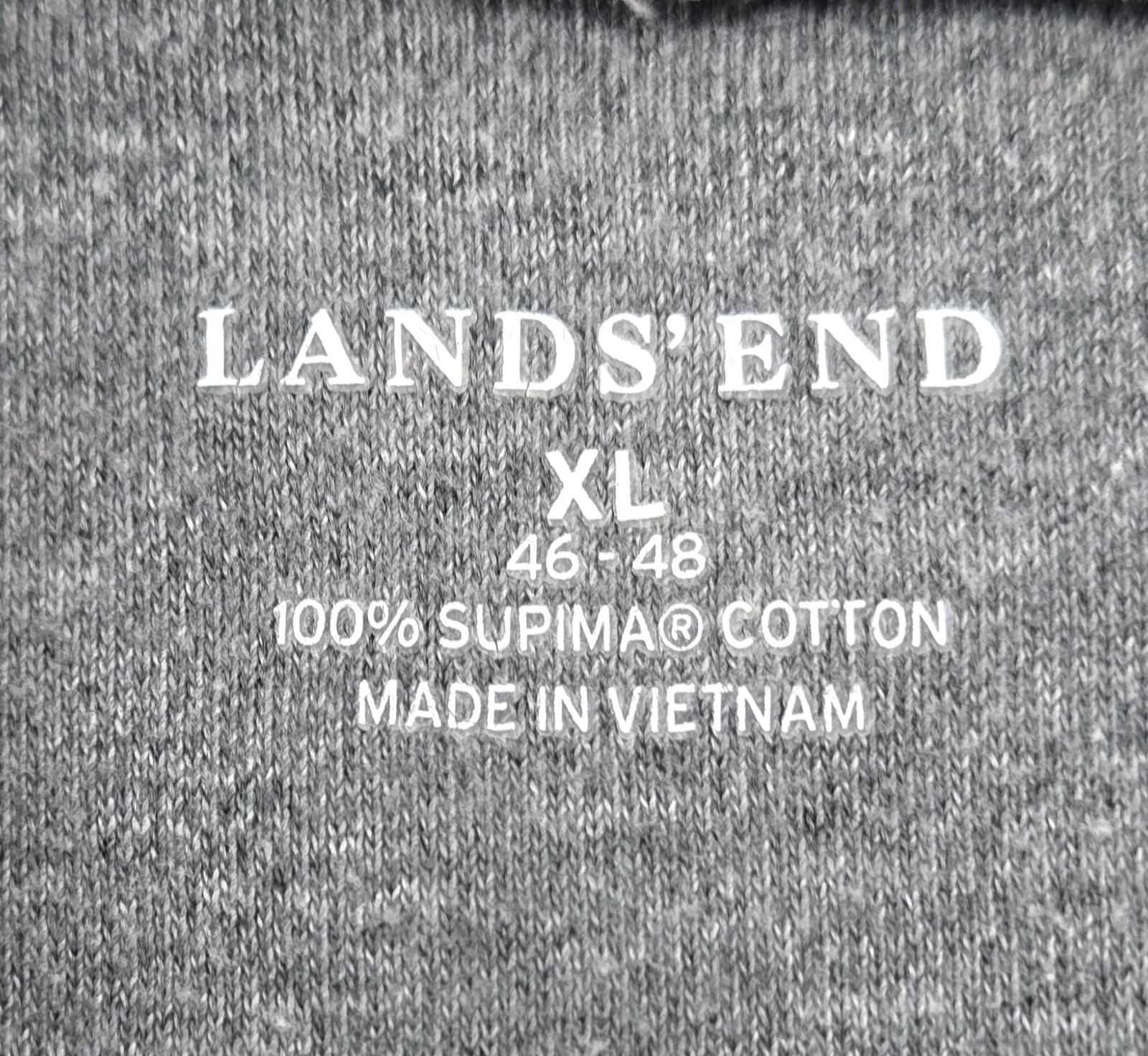 Lands End Mens XL Mock Turtleneck Super T Supima Cotton Gray