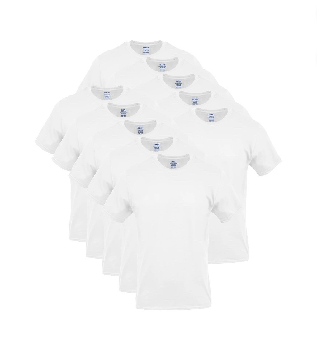 10-Pack GILDAN Men’s Size S Crew Neck T-Shirts Tee Short Sleeve Tag-Free • White