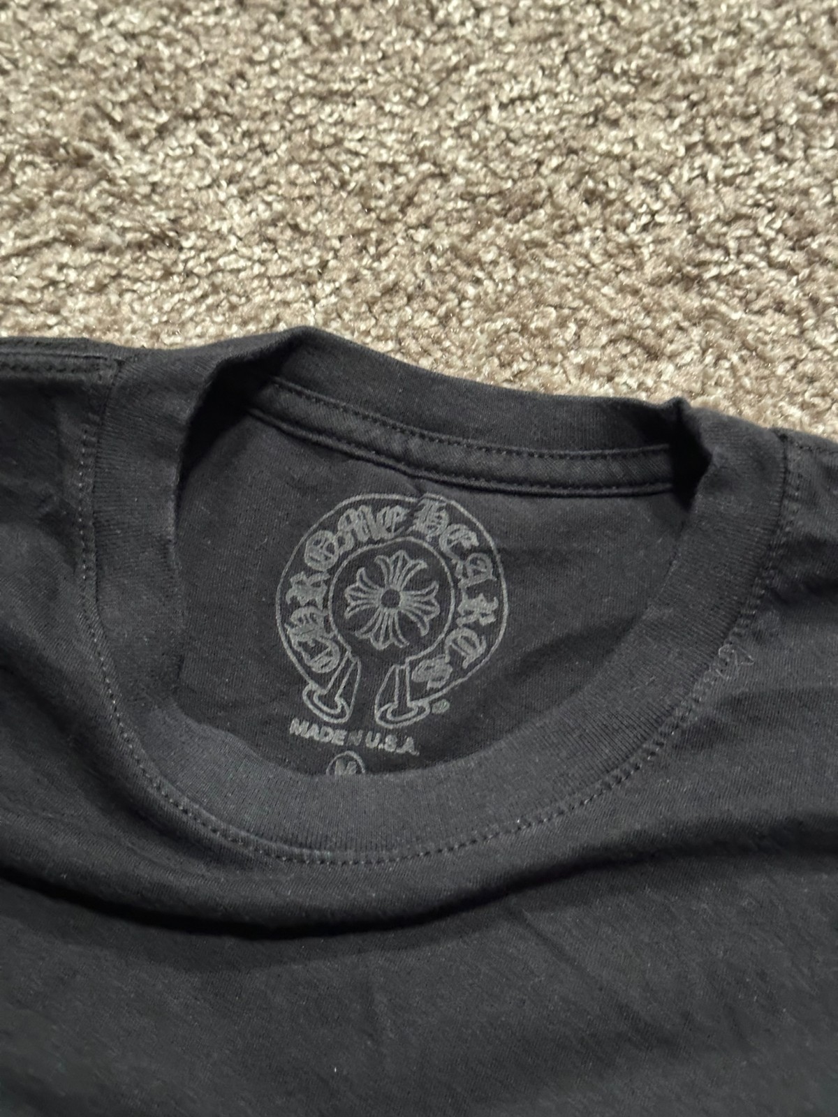 Chrome Hearts Los Angeles Horseshoe Pocket Tee Black Size Medium Made In USA