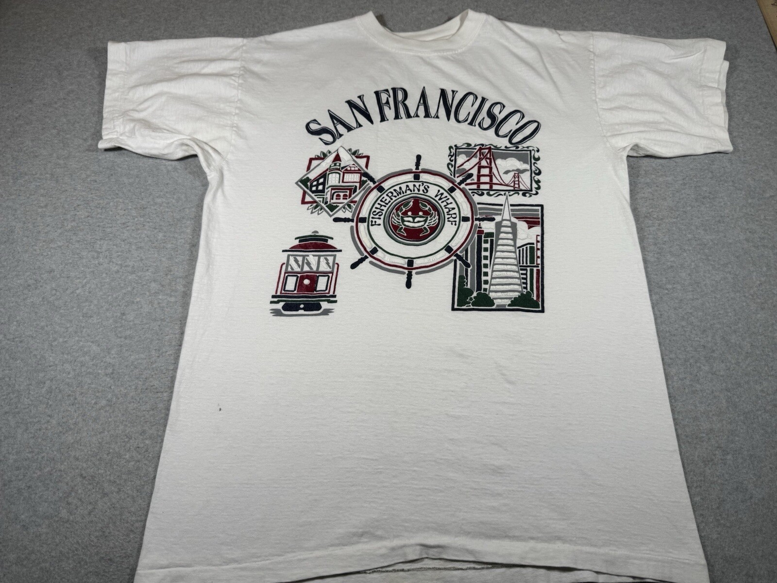 San Franscisco Shirt Adult Large White Fisherman Wharf California Ocean Beach