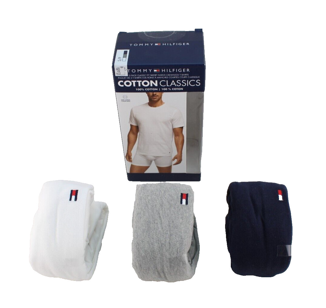TOMMY HILFIGER Size S 34-36 Multi-Color 3-Pk Classic Crew Neck T-shirts MSRP $42
