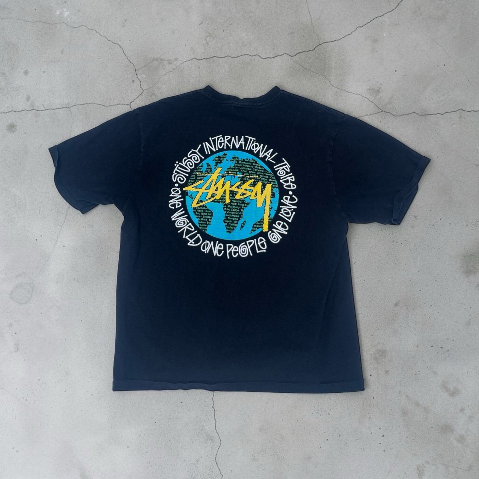 Stussy International One People One Love Tee T-Shirt Black Large