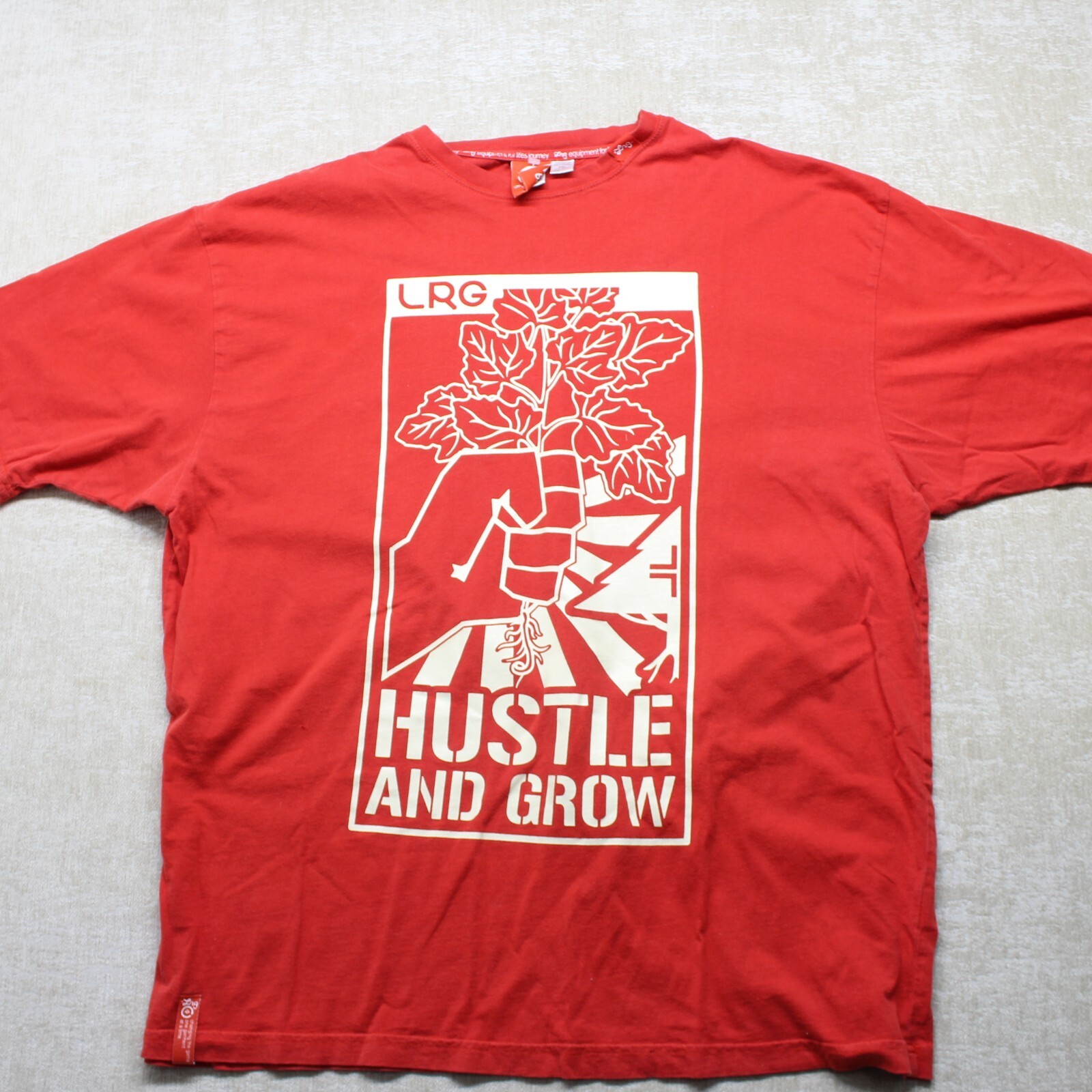 LRG Hustle and Grow T-Shirt Mens Adult 2XL Red Short Sleeve Tee