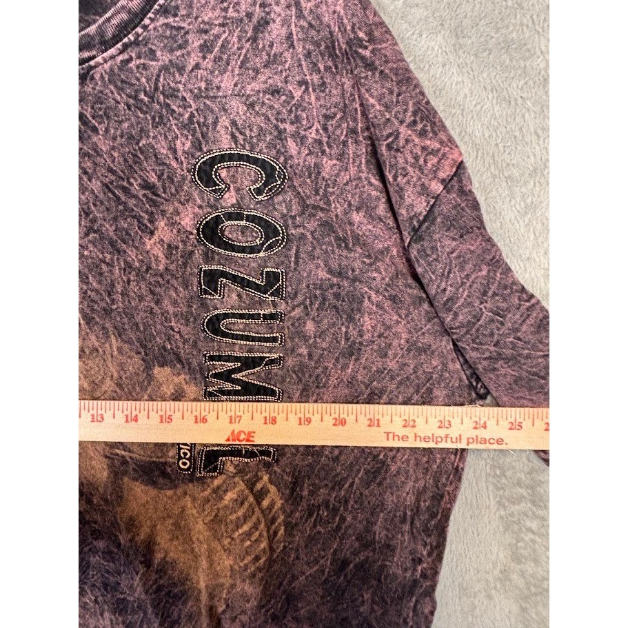Mayan Flea Market Cozumel Mexico Marlin Acid Wash Tee Purple Mens XXL
