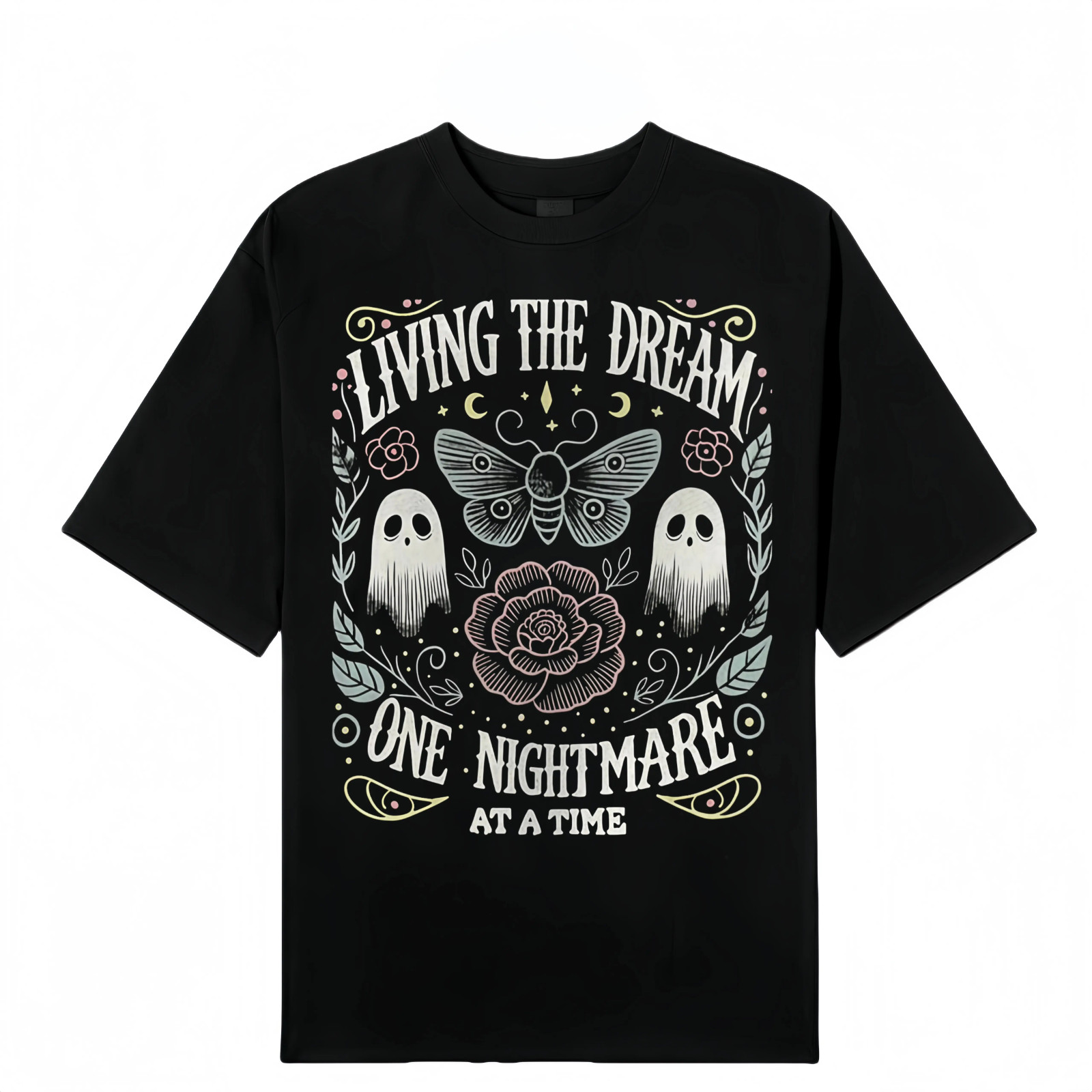 Women’s Soft Fabric Vintage-Inspired Streetwear Short-Sleeve T-Shirt – “Living T