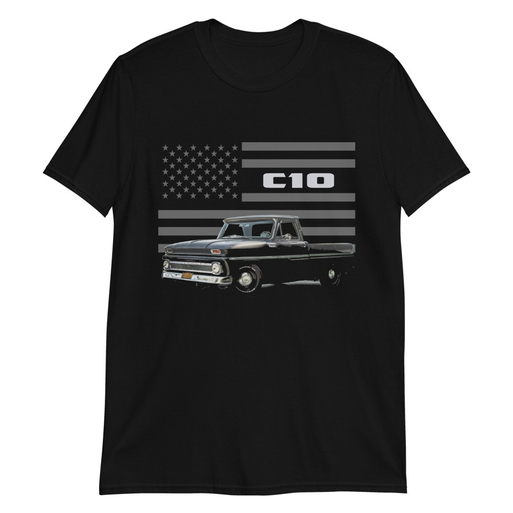Black 1966 Chevy C10 Antique Pickup Truck Owner Gift Short-Sleeve Unisex T-Shirt