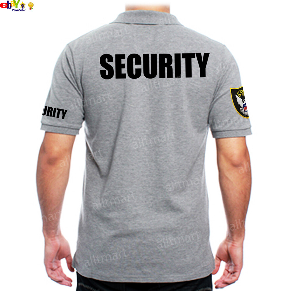 MEN’S PRINTED SECURITY POLO T-SHIRT UNIFORM EMBROIDERY BADGE POLICE STAFF PARTY