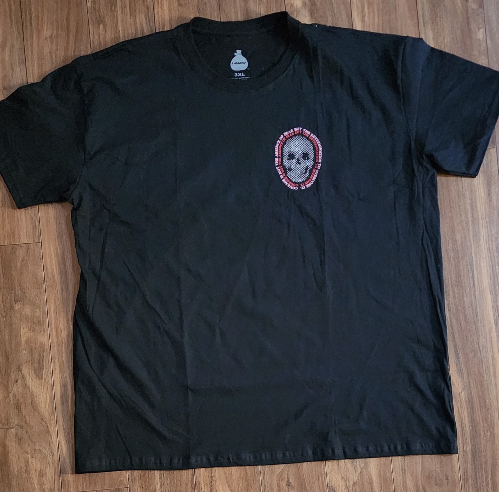 Launder T-Shirt Men’s Sz 3XL Studded Skull Bling Courage Overcome Fear Tee