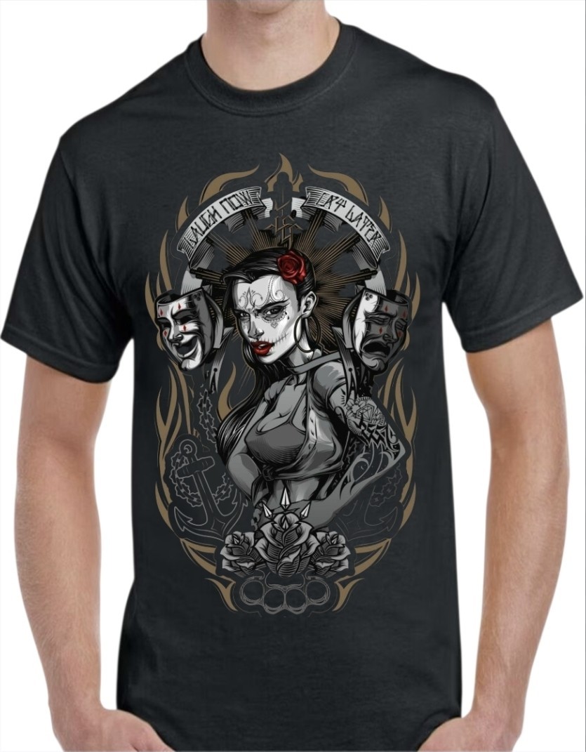 Tattoo Graphic Black Men’s T-Shirt Small To 3X-Large Style #11