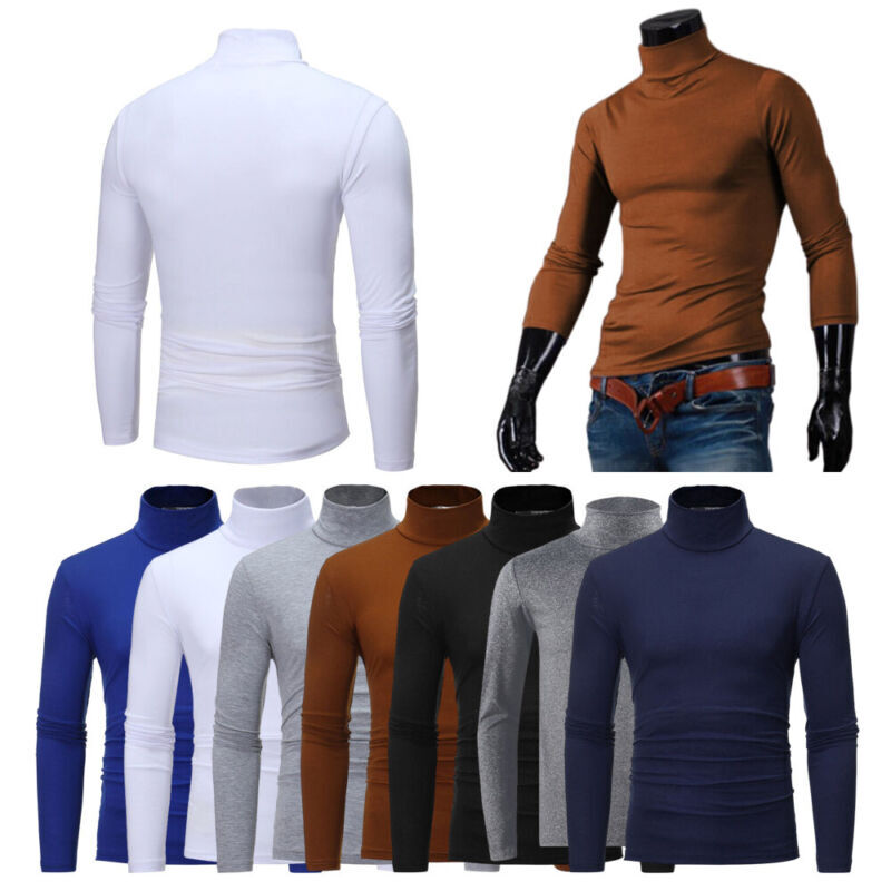 Men Top Stand Collar Pullover Sport Tops Long Sleeve Shirt Fitness Blouse Warm