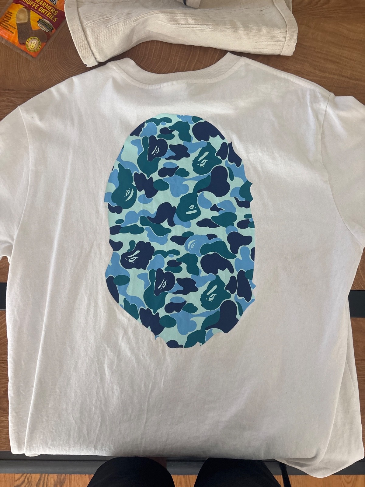 Large Blue camo Bape Te with great desig authentic fast shipping great condition