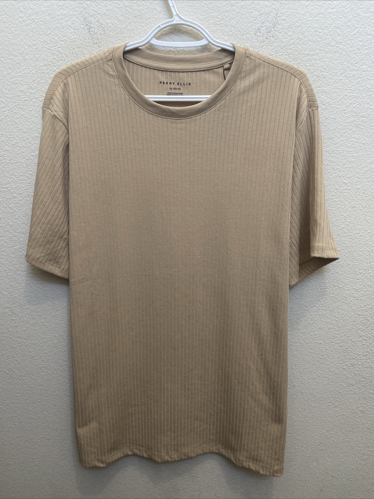 Perry Ellis Men’s XL Travertine Brown Short Sleeve Textured T-shirt NWT