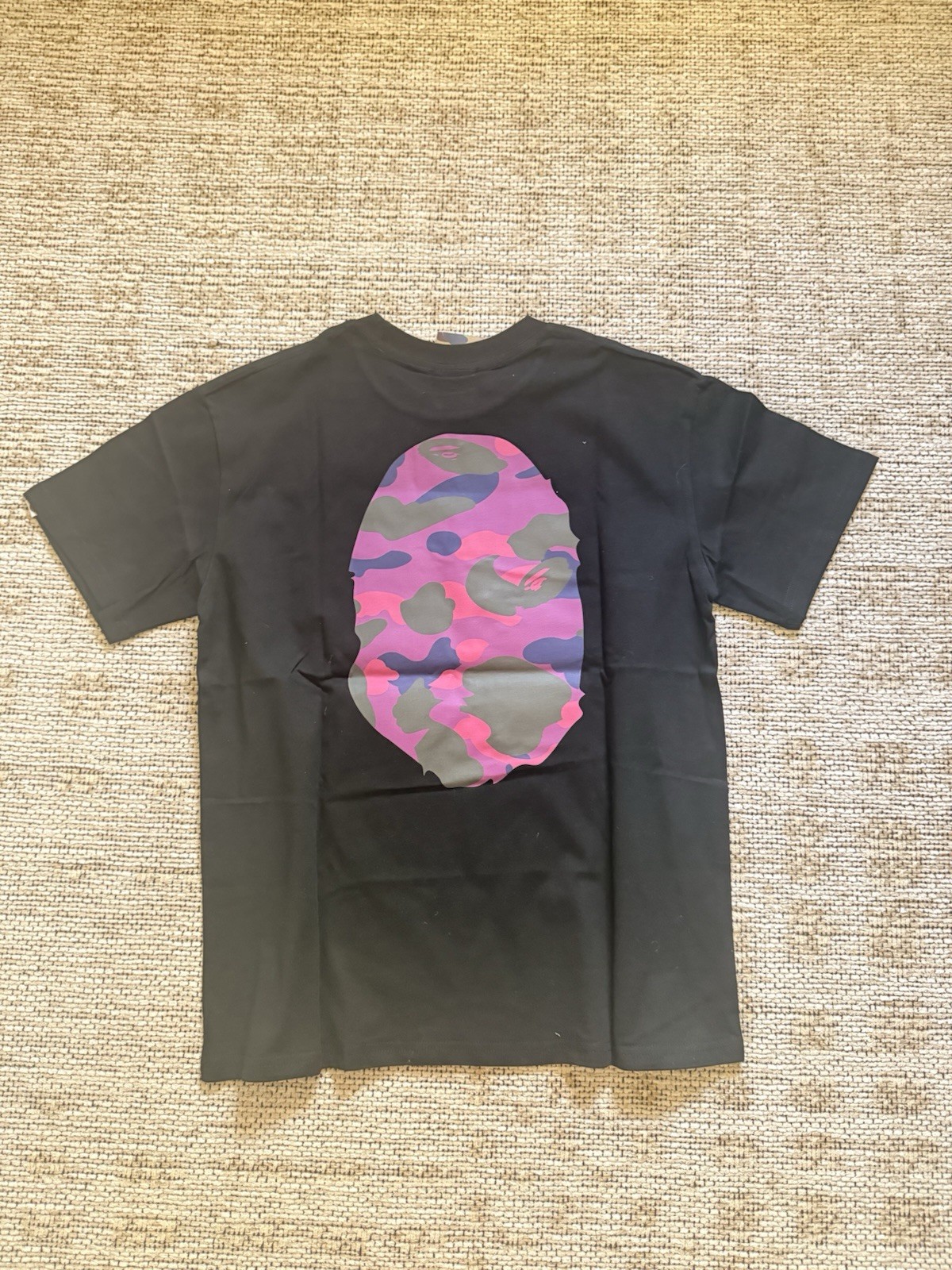 A Bathing Ape Ape Head Camouflage Logo T-Shirt Black Purple Men’s Medium Cotton