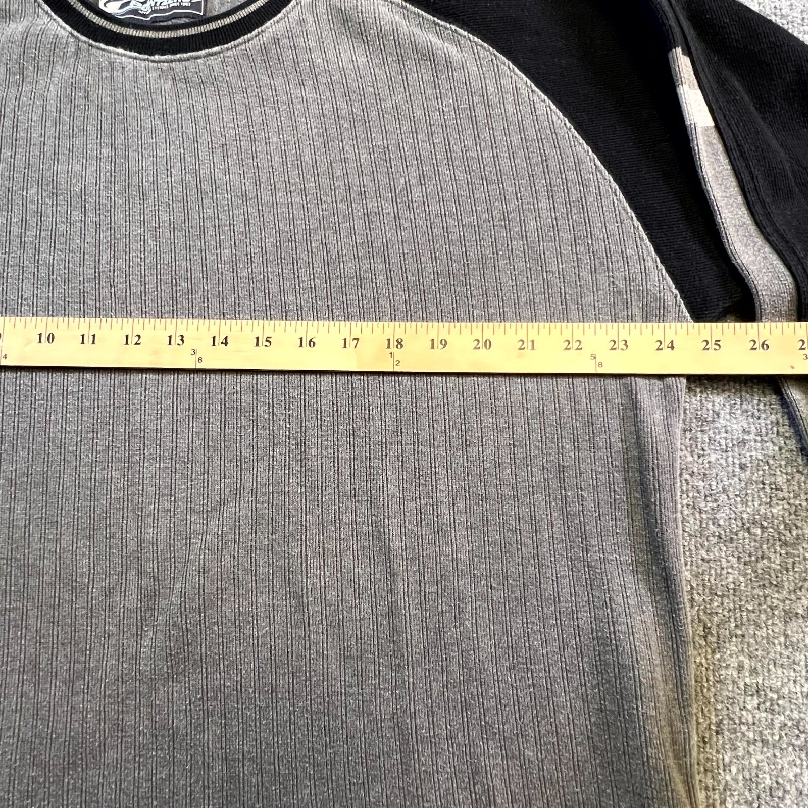 VTG Point Zero Shirt Mens Large Gray Cotton Ribbed Knit Long Sleeve Streetwear