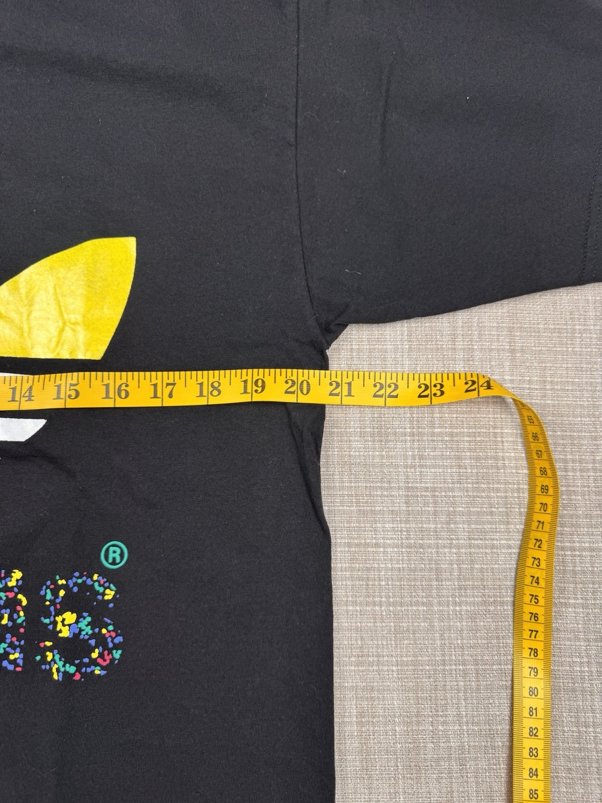 Adidas Originals T-Shirt Mens L Black Multicolor Trefoil Logo 100% Cotton