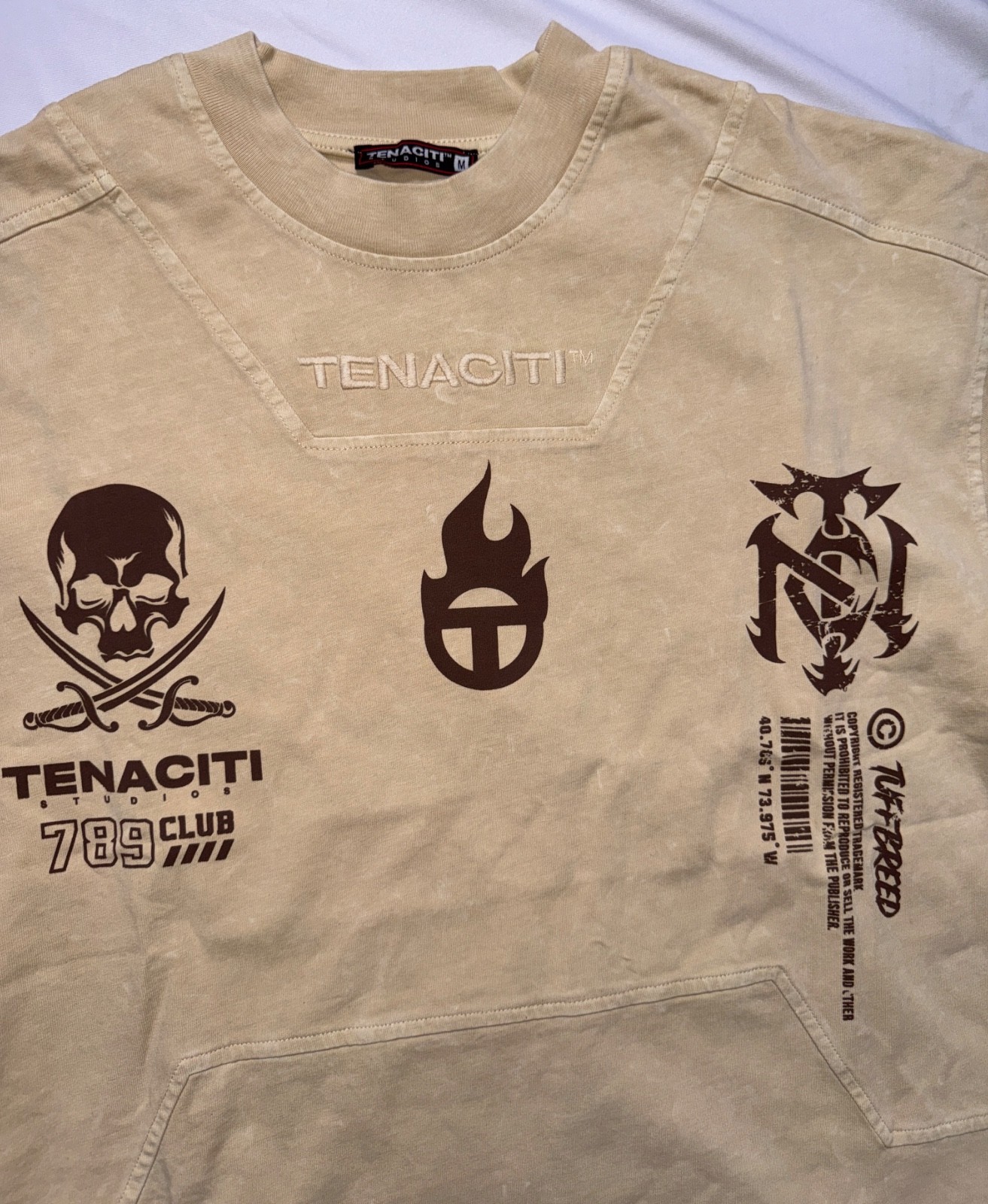 Tenaciti Studios Beige Tuff Bred 789 Club Tee NWT Size Medium