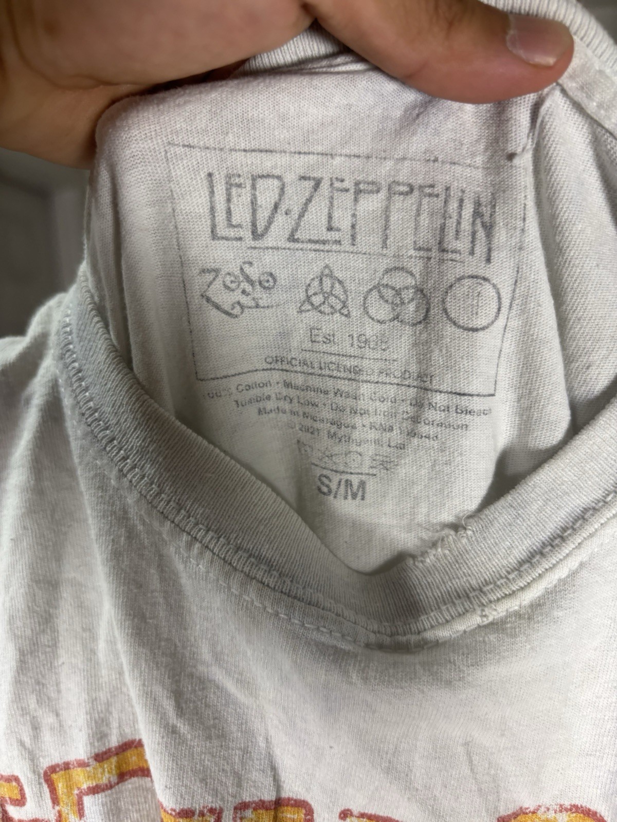 Led Zeppelin U.S. Tour 1975 Graphic Logo Unisex White Crew Neck Tee S/M