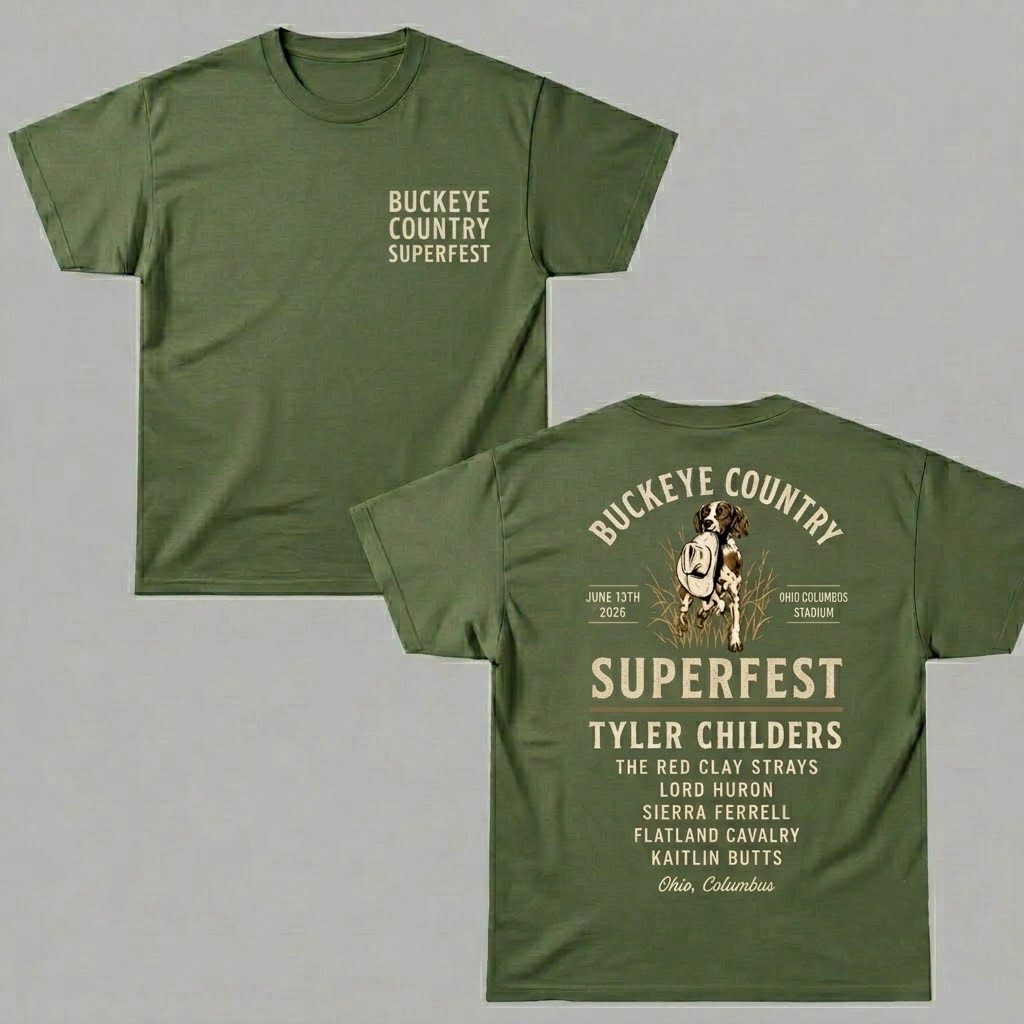 Buckeye Country Superfest 2026 Columbus Ohio Dog Green T-Shirt CB0525