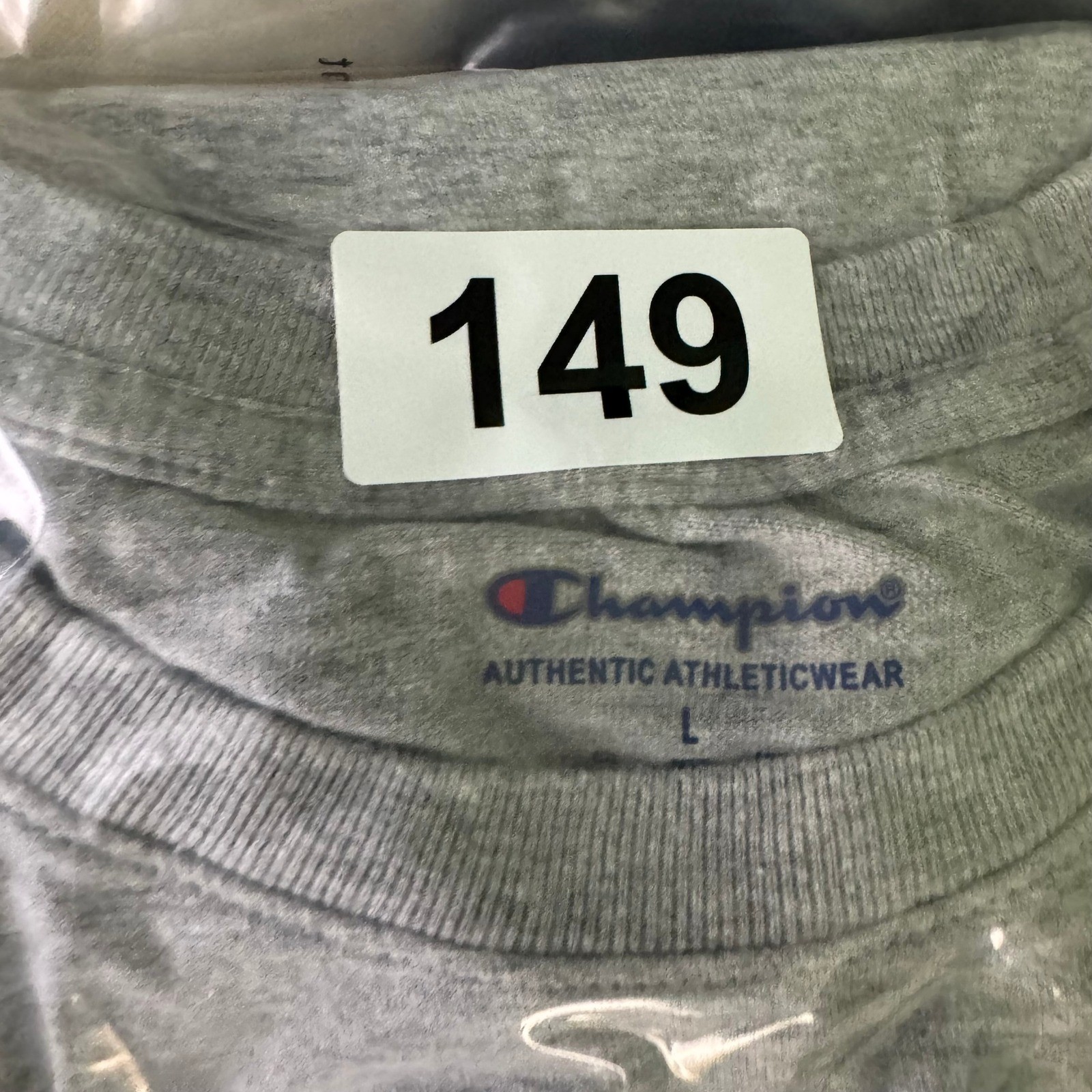 Champion Mens Long Sleeve Script Logo T-Shirt Heather Gray AJ3442 Size L