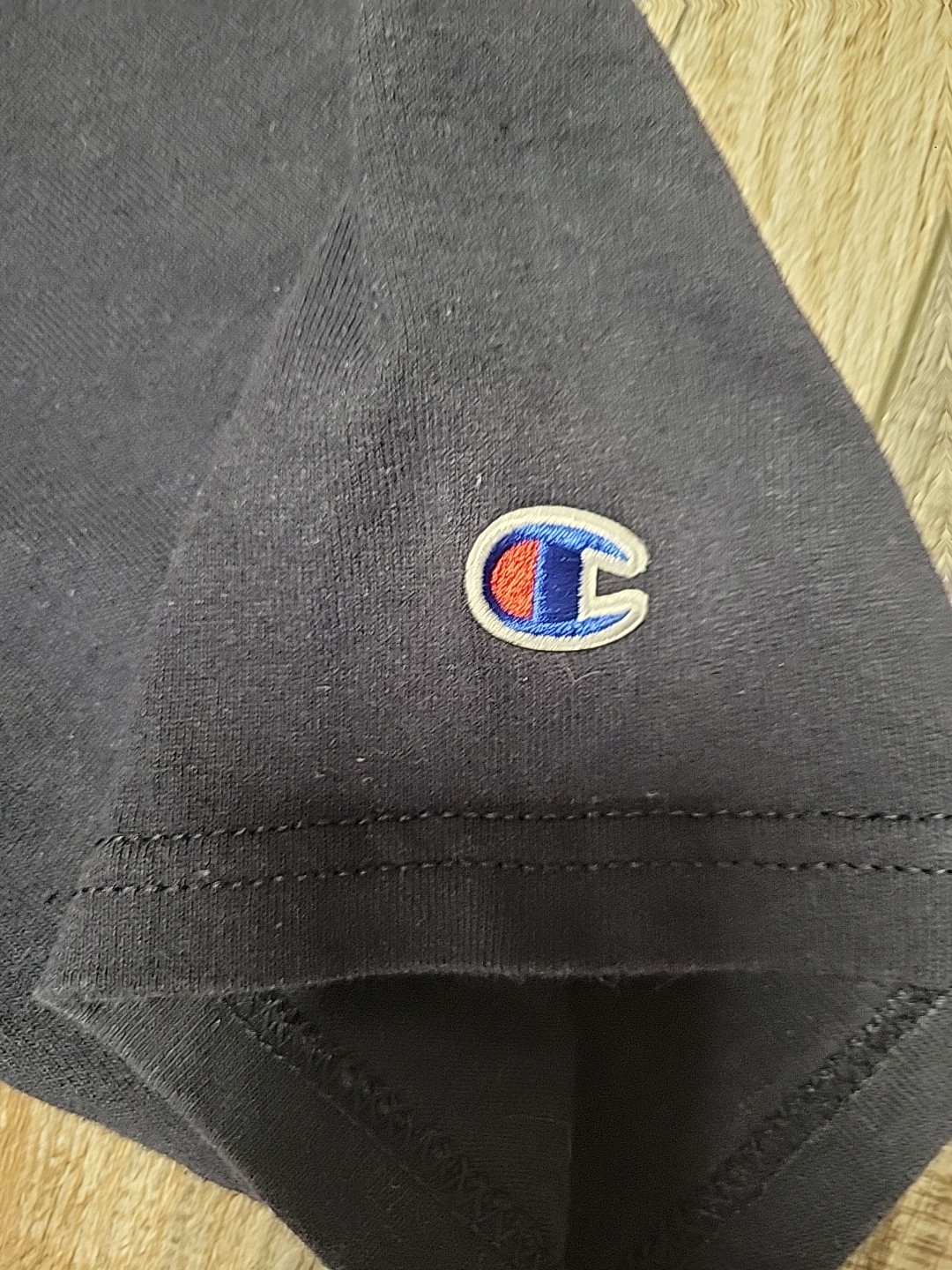 Vintage Champion Big C Logo Embroidered T Shirt Mens L Navy Blue Sportswear