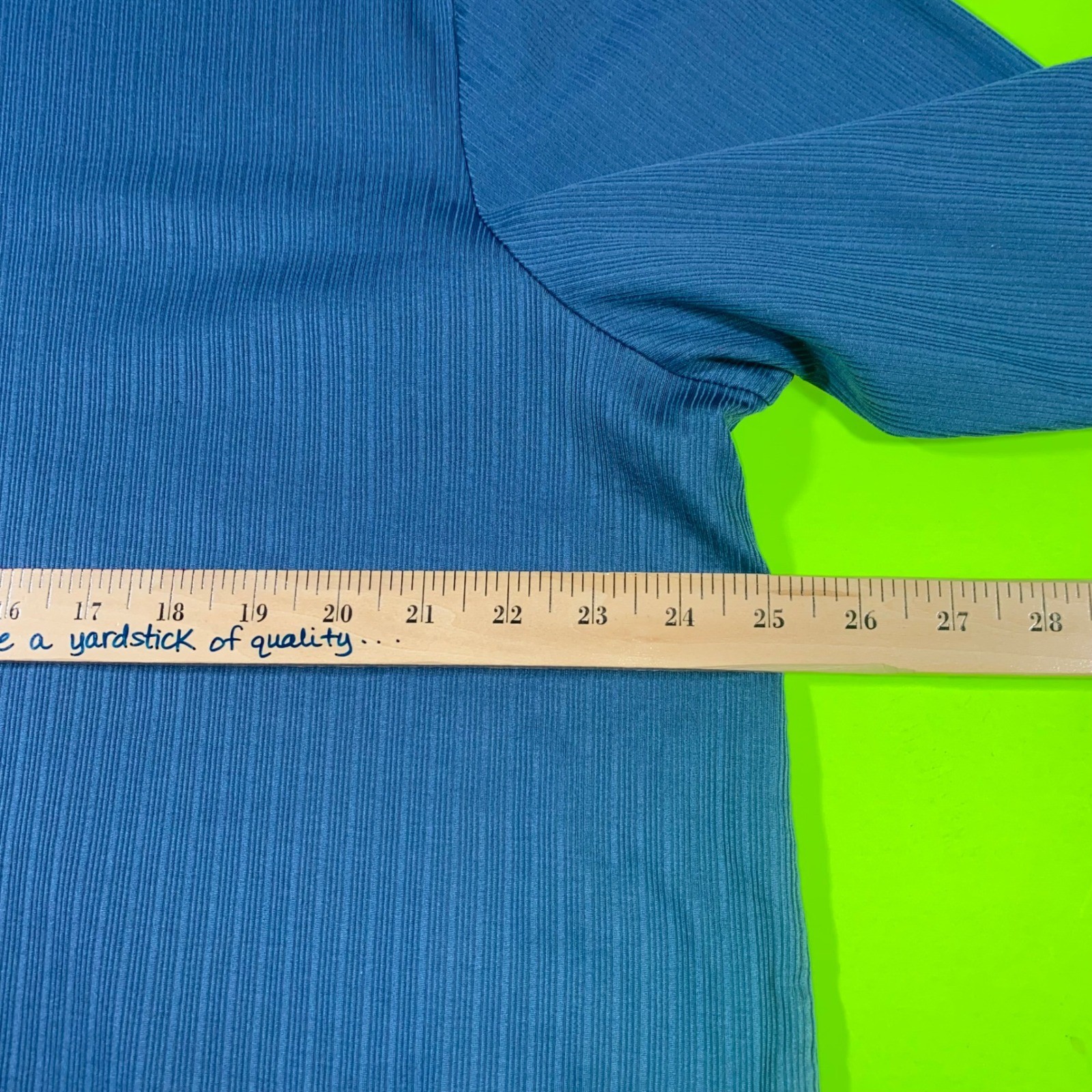 Croft & Barrow Mens XXL Blue Ribbed V-Neck Long Sleeve Easy Care T-Shirt