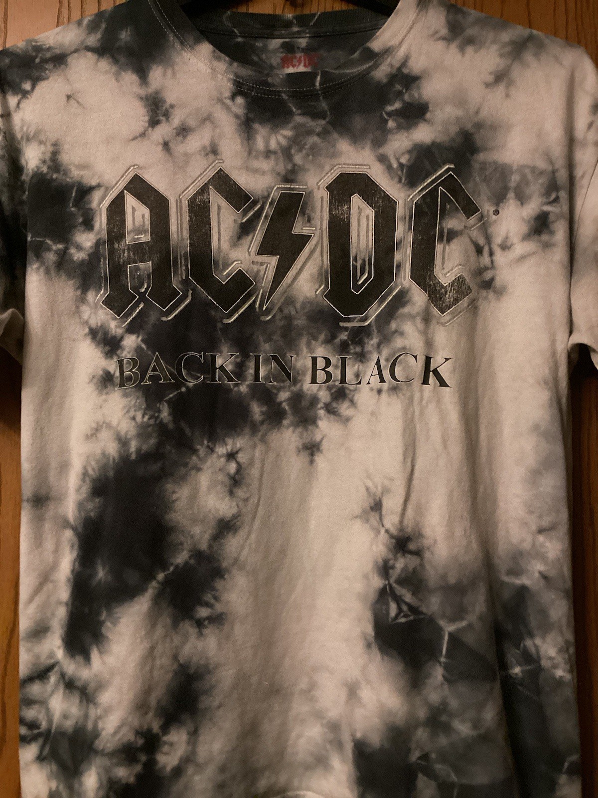AC/DC – “Back In Black” – Blue & White Tie Dye Style Shirt – XL