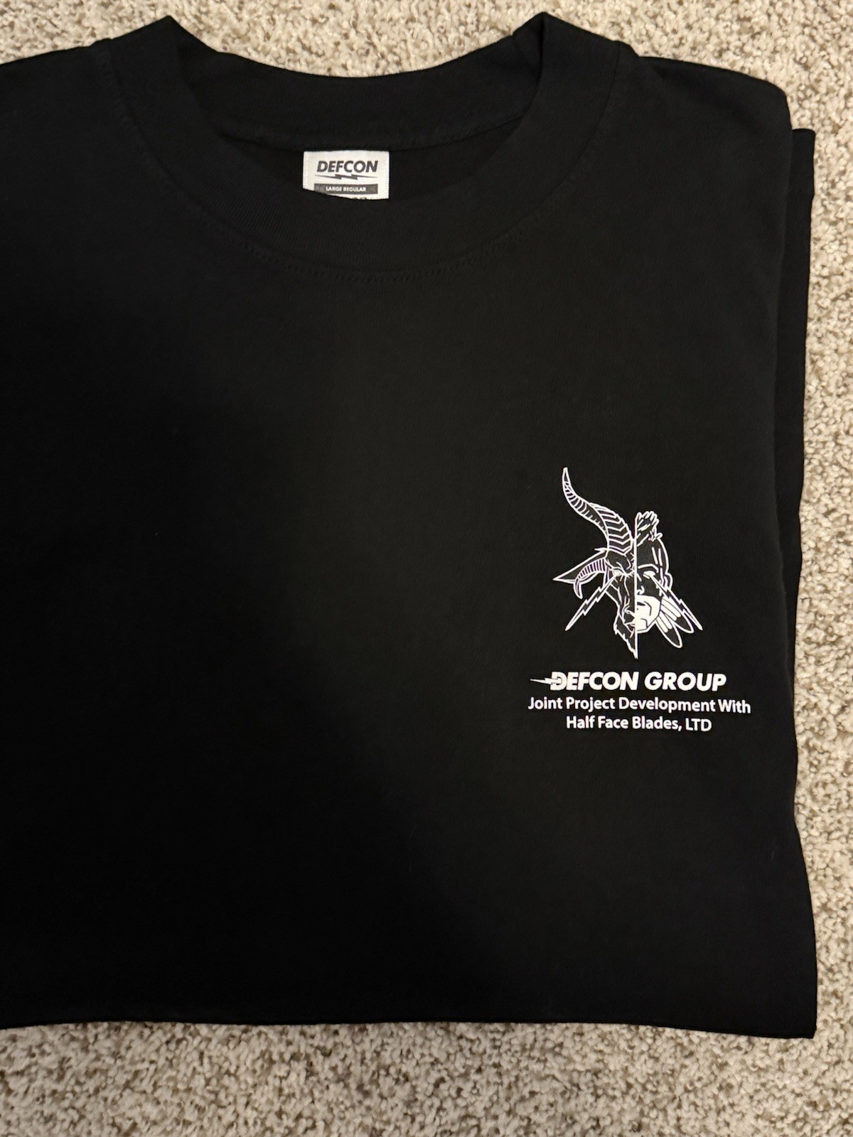 Defcon Group x Half Face Blades HFB Heavyweight Tee Black Large