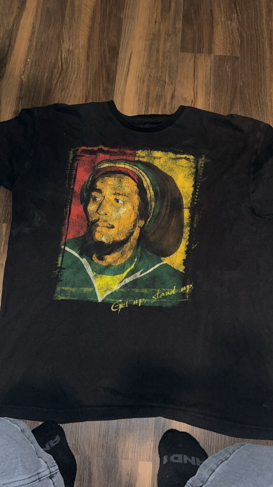Bob Marley Get Up Stand Up Graphic T-Shirt XL Black