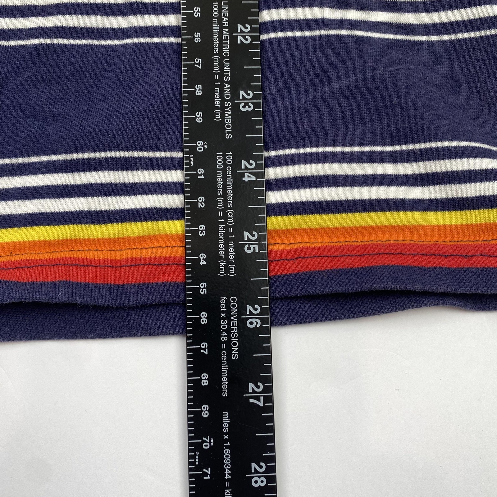 Empyre Shirt Mens Small Blue Multicolor Stripe Crewneck Cotton Blend Casual Tee