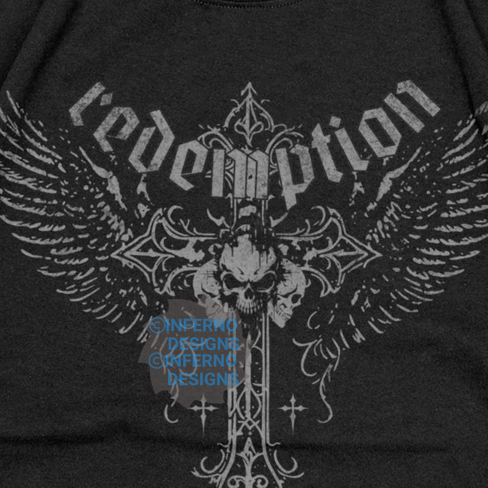 Y2K Grunge Skull Cross Tshirt, Gothic Cross, Alternative clothing, Wings Y2K Tee