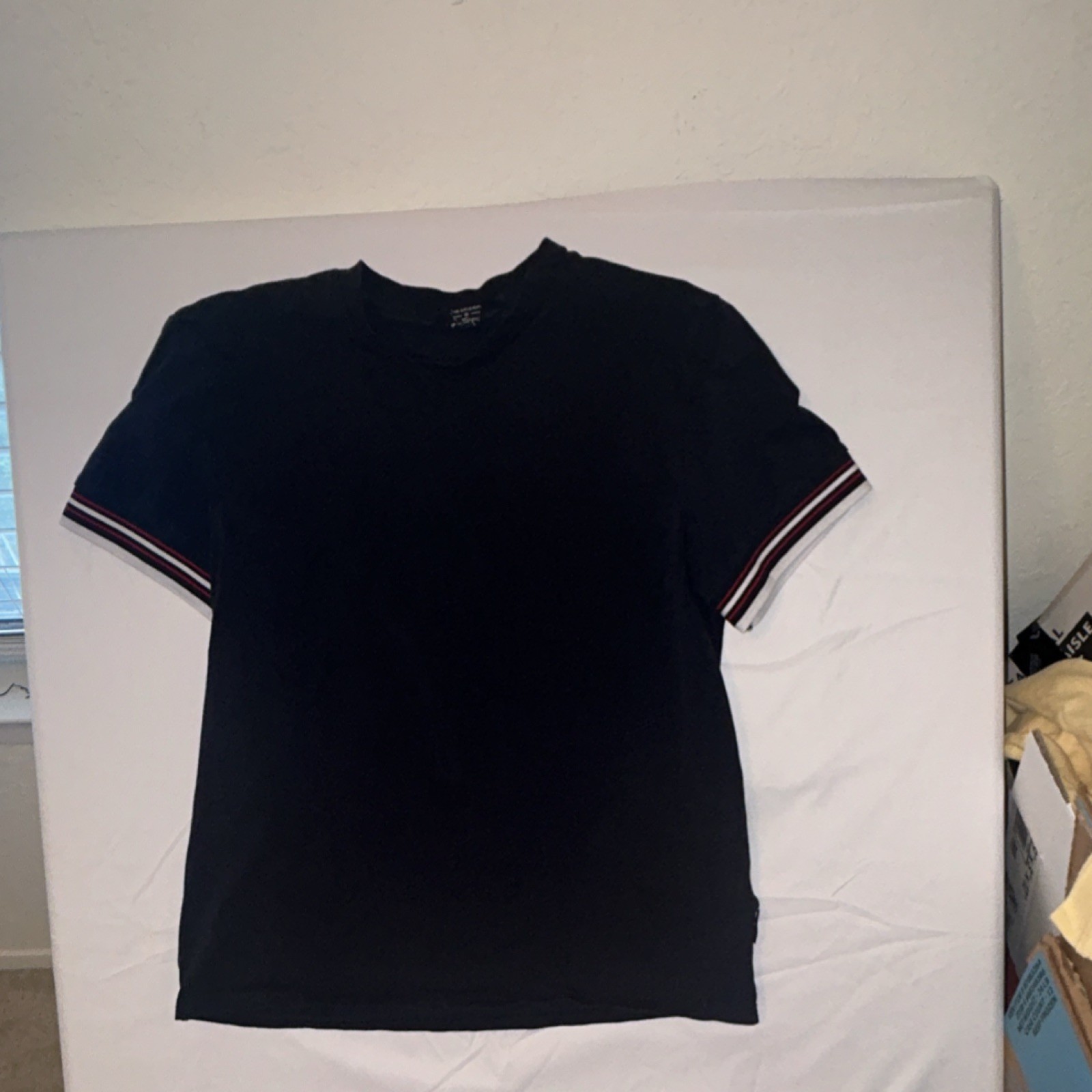 Ben Sherman Men’s Short Sleeve T-Shirt M Regular Navy Blue Contrasting Trim0181