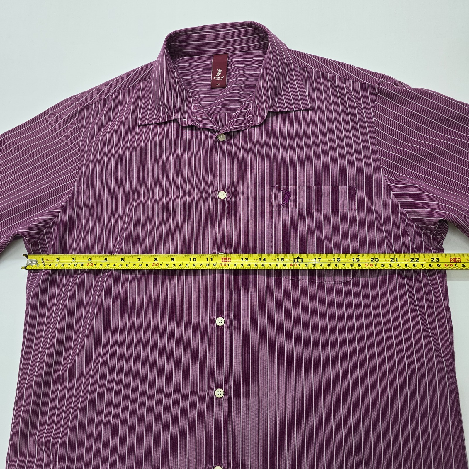 Polo Mens Purple Striped Button Up Chest Pocket Shirt XXL Regular