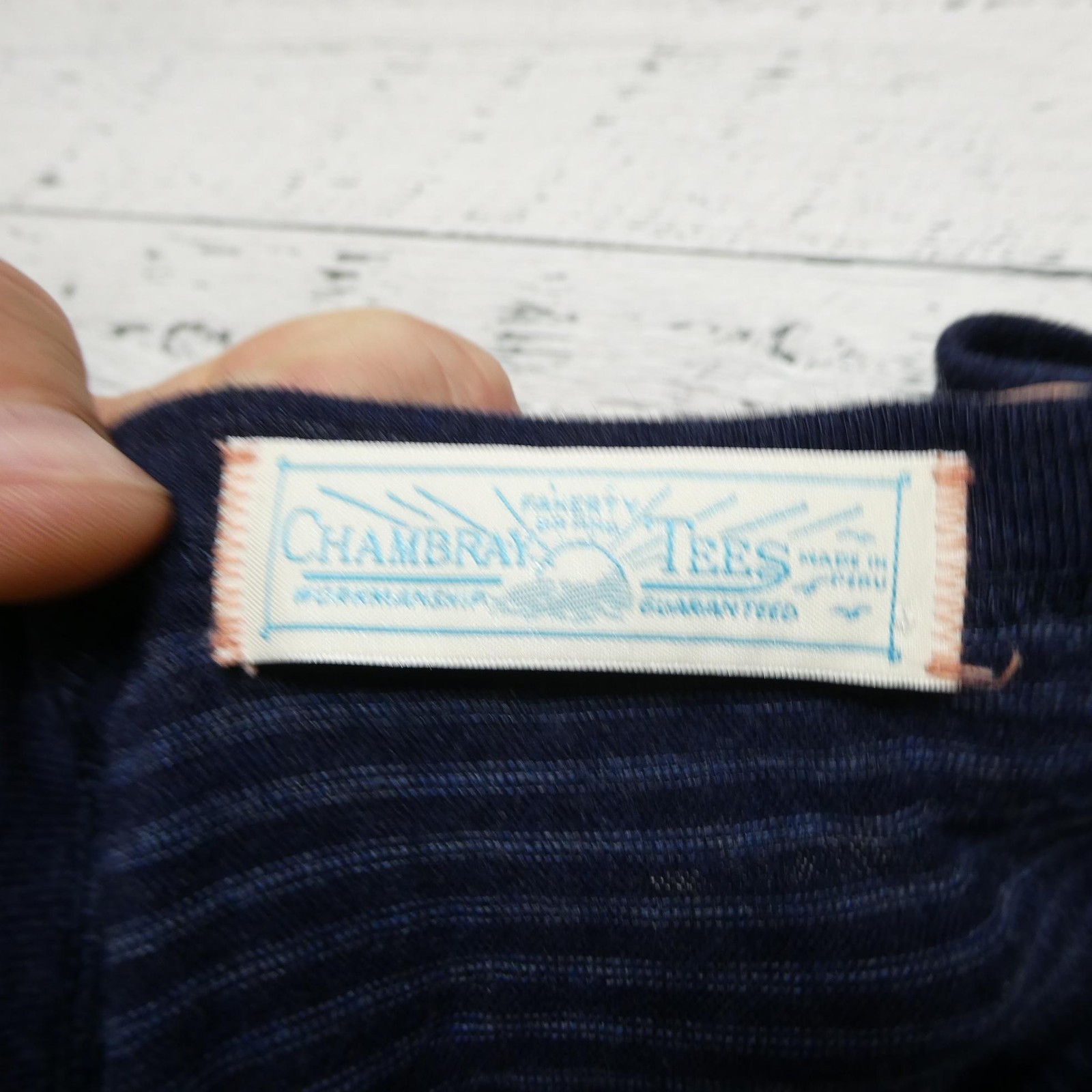 Faherty Shirt Mens 2XL Blue Striped Chambray Tee Cotton Modal Short Sleeve