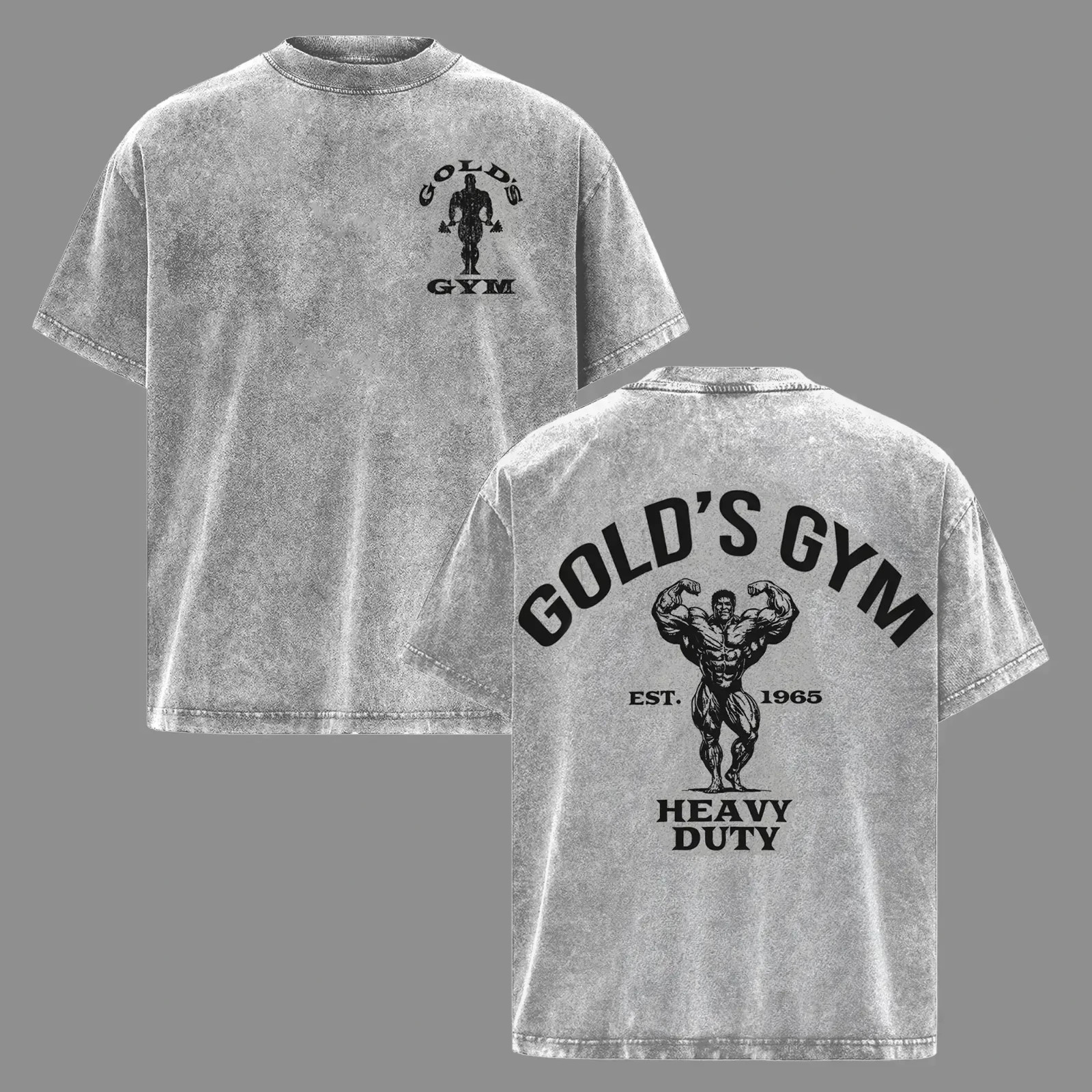 Men’s Heavy Duty Gold’s Gym Oversize Washed Crewneck Gym Tee – Premium Athletic