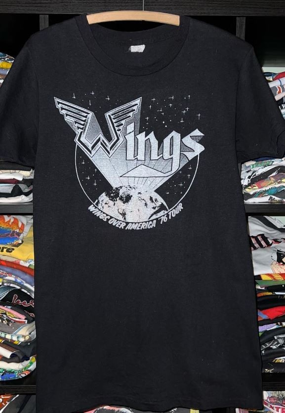 1976 Wings – Wings Over America” Tour T-Shirt Black Short Sleeve tee NH21145