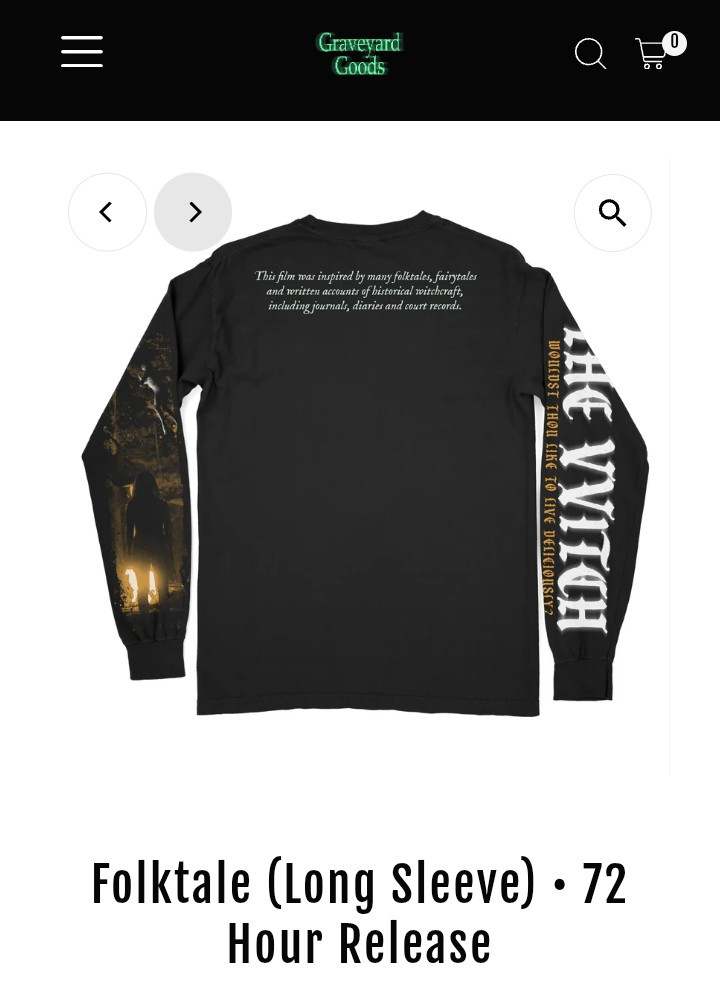 Graveyard Goods Large Long Sleeve Tee The Witch Folktale 72 Hrs Unworn Sealed