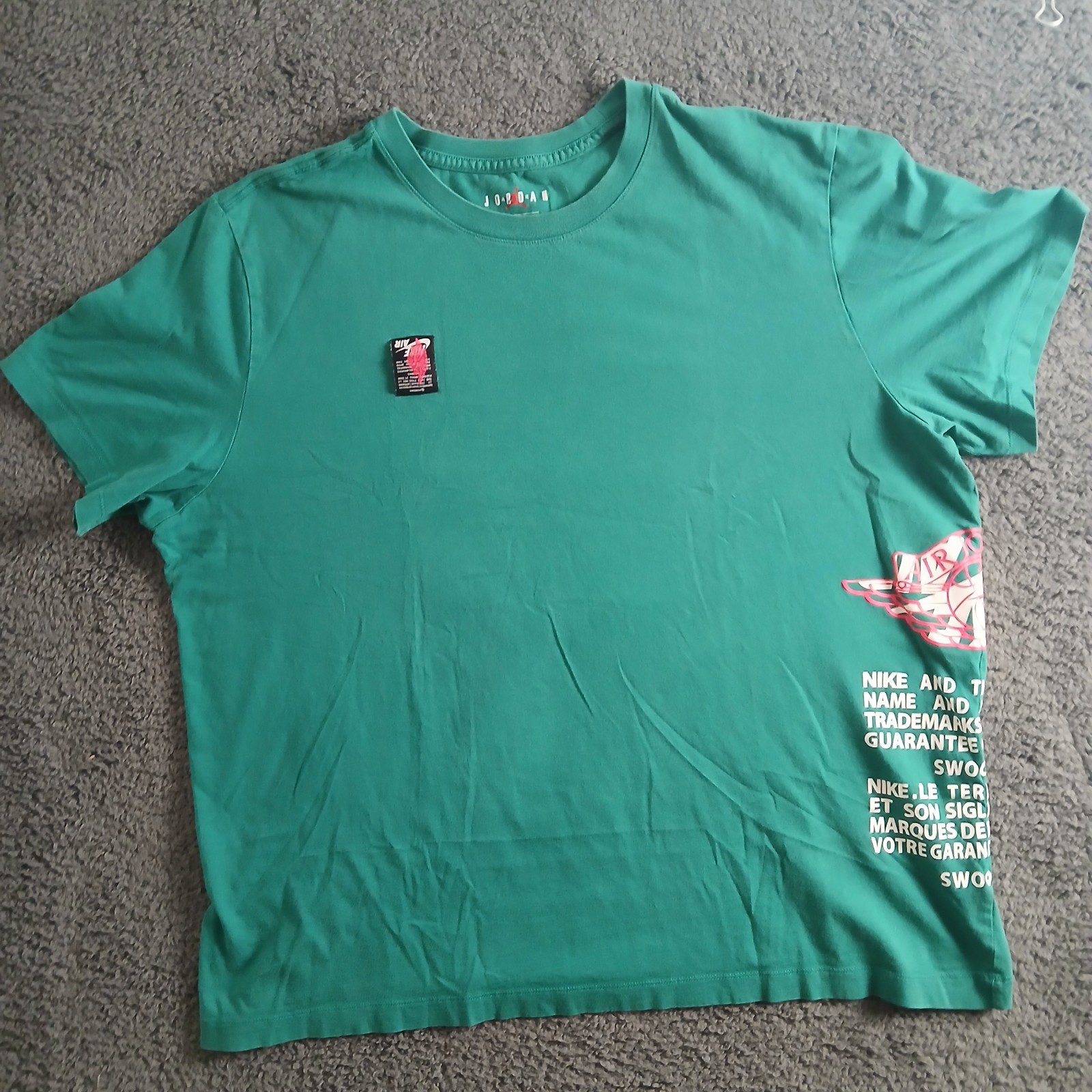 air jordan t-shirt mens xxl green swoosh air jordan nike