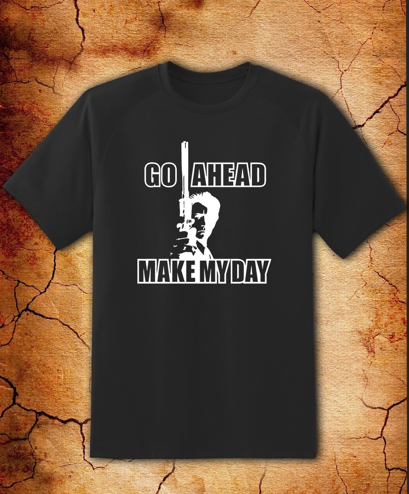 Dirty Harry Clint Eastwood Make My Day 44 mag Shirt – Adult & Youth sizes to 6XL