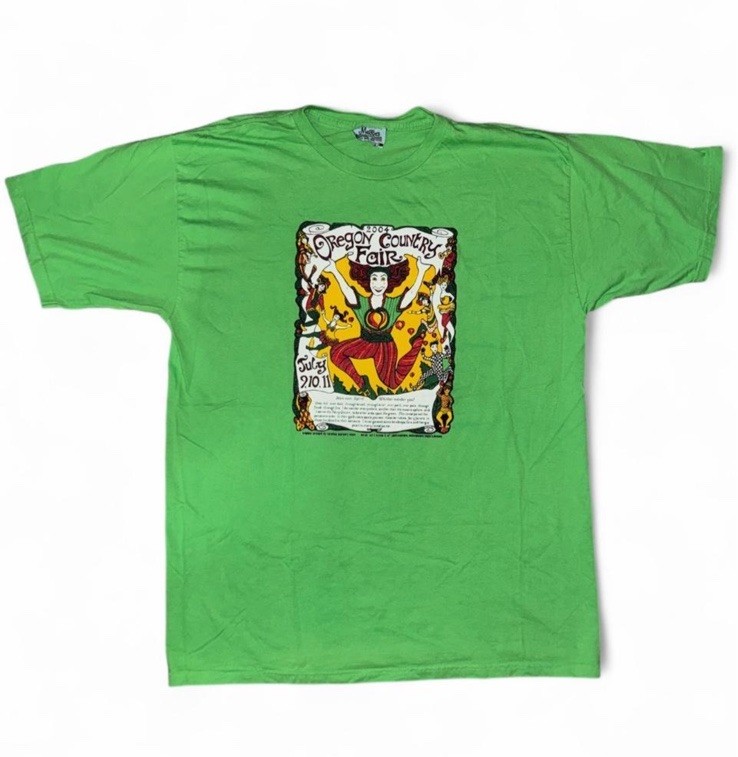Oregon Country Fair Vtg 2004 Y2K Lime Green Midsummer Night’s Dream T-Shirt XL