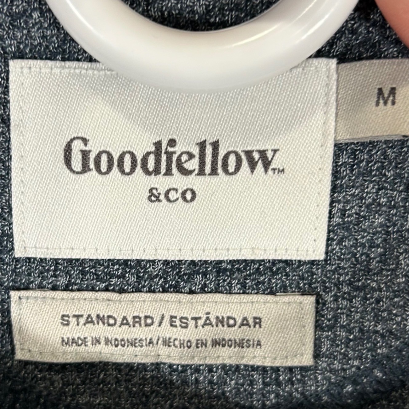 Goodfellow & Co Mens Dark Gray Waffle Knit Henley Long Sleeve Shirt Medium