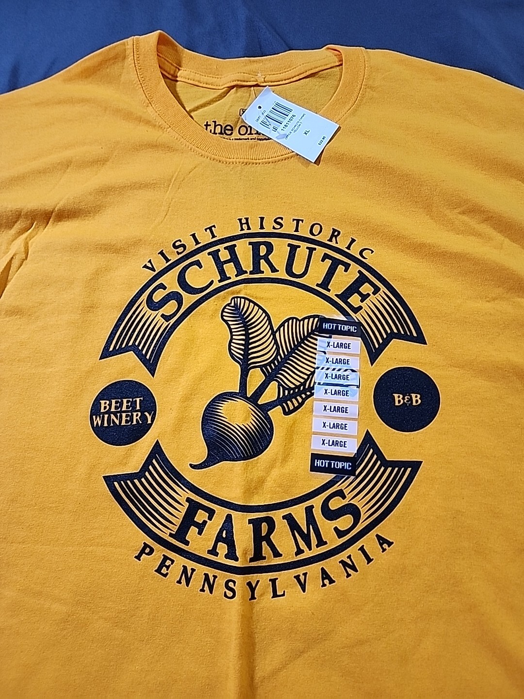 The Office TV Show Schrute Farms T-shirt Official Licensed NWT Yellow Dwight XL
